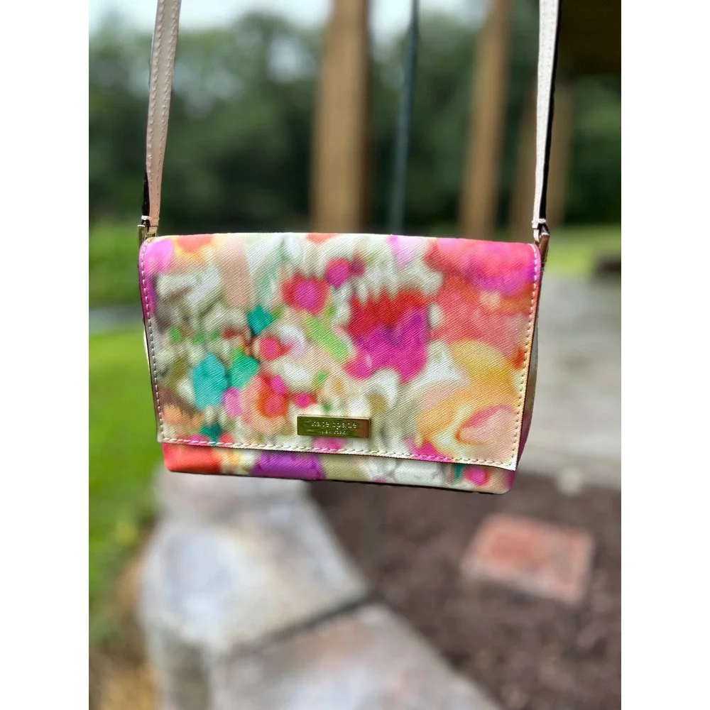 Kate Spade Bag Grant Street Sally Crossbody Pink Pastel Watercolor Floral Small